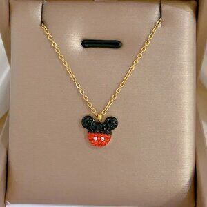 18K Gold Plated Stainless Steel CZ Mouse Pendant Necklace